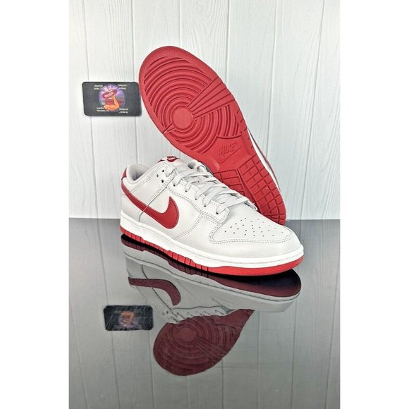 2023 Size 9.5 Men Nike Dunk Low Vast Grey Varsity Red-White  FJ0832-011 new